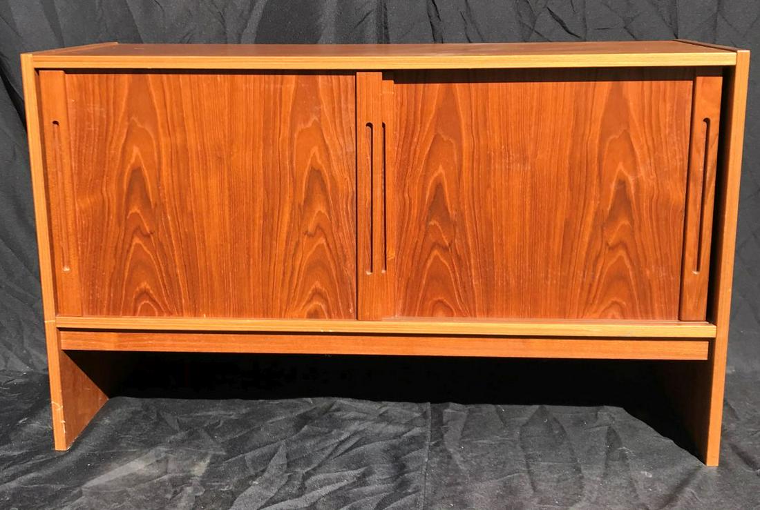 DANISH MODERN TEAK SIDEBOARD 46" X 18" X 28". FROM A: DANISH MODERN TEAK SIDEBOARD 46" X 18" X 28". FROM A FINE AMHERST ESTATE