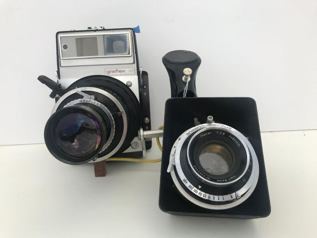 Graflex XL with a Rodenstock 180 mm, roll film back and: Graflex XL with a Rodenstock 180 mm, roll film back and 80 mm Planar and lens shade