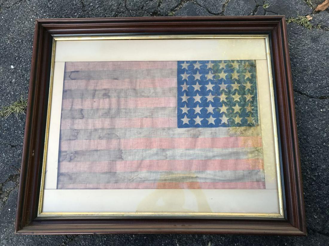 36 STAR SILK CIVIL WAR ERA FLAG 16.5" X 25" SIGHT.: 36 STAR SILK CIVIL WAR ERA FLAG 16.5" X 25" SIGHT. PROPERTY FROM THE OLD NEWFANE INN OF VERMONT