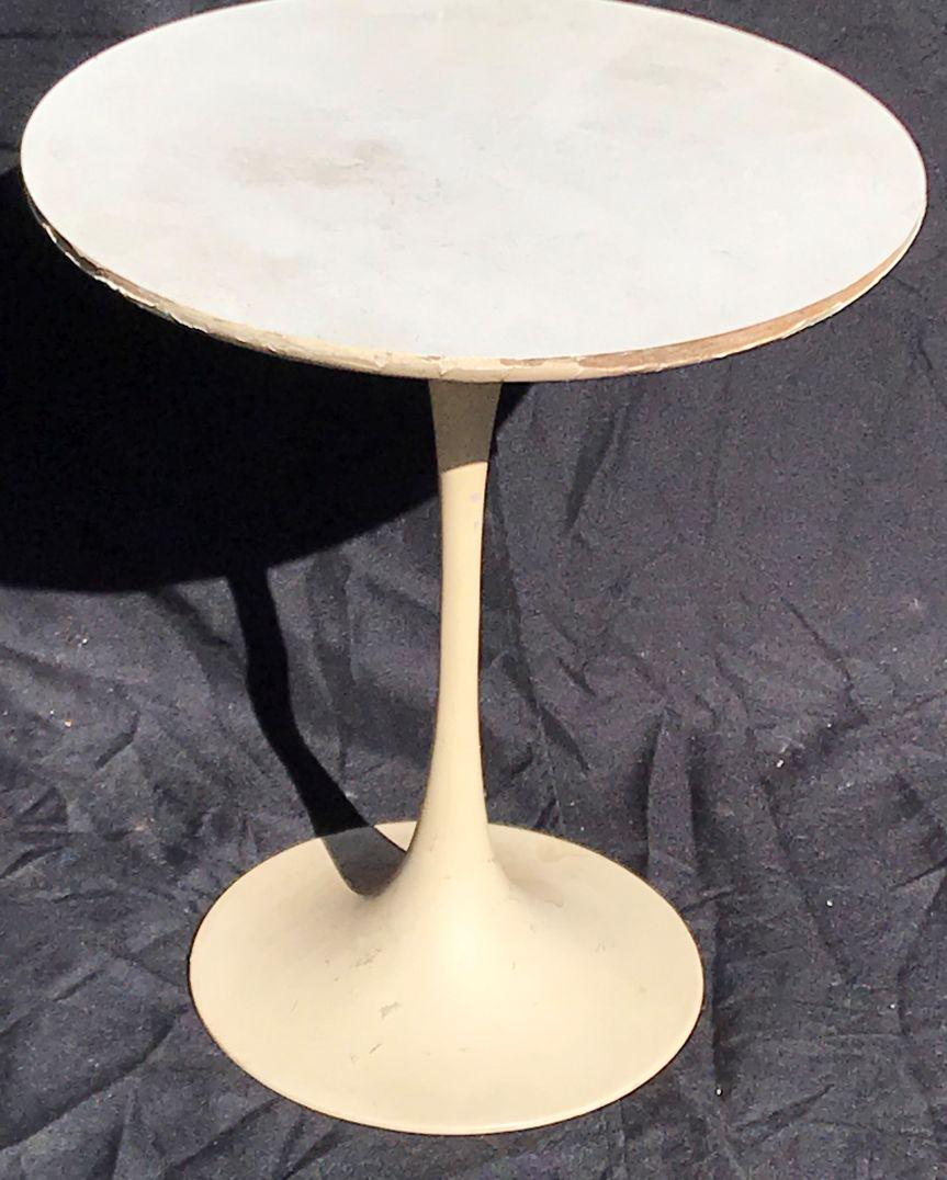 DANISH MODERN TULIP SIDE TABLE 20" TALL X 18" D.: DANISH MODERN TULIP SIDE TABLE 20" TALL X 18" D. PROPERTY FROM THE ESTATE OF LEIF WESSMANN
