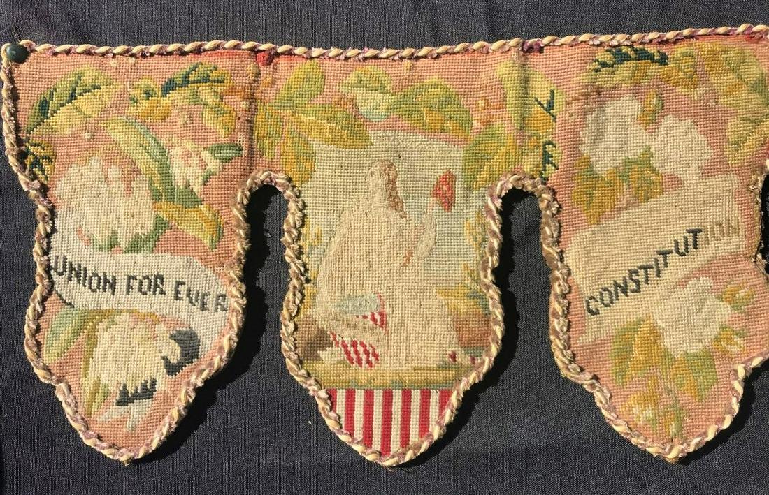 A HAND STITCHED CIVIL WAR NEEDLEPOINT18"X 9". PROPERTY: A HAND STITCHED CIVIL WAR NEEDLEPOINT18"X 9". PROPERTY FROM THE OLD NEWFANE INN OF VERMONT