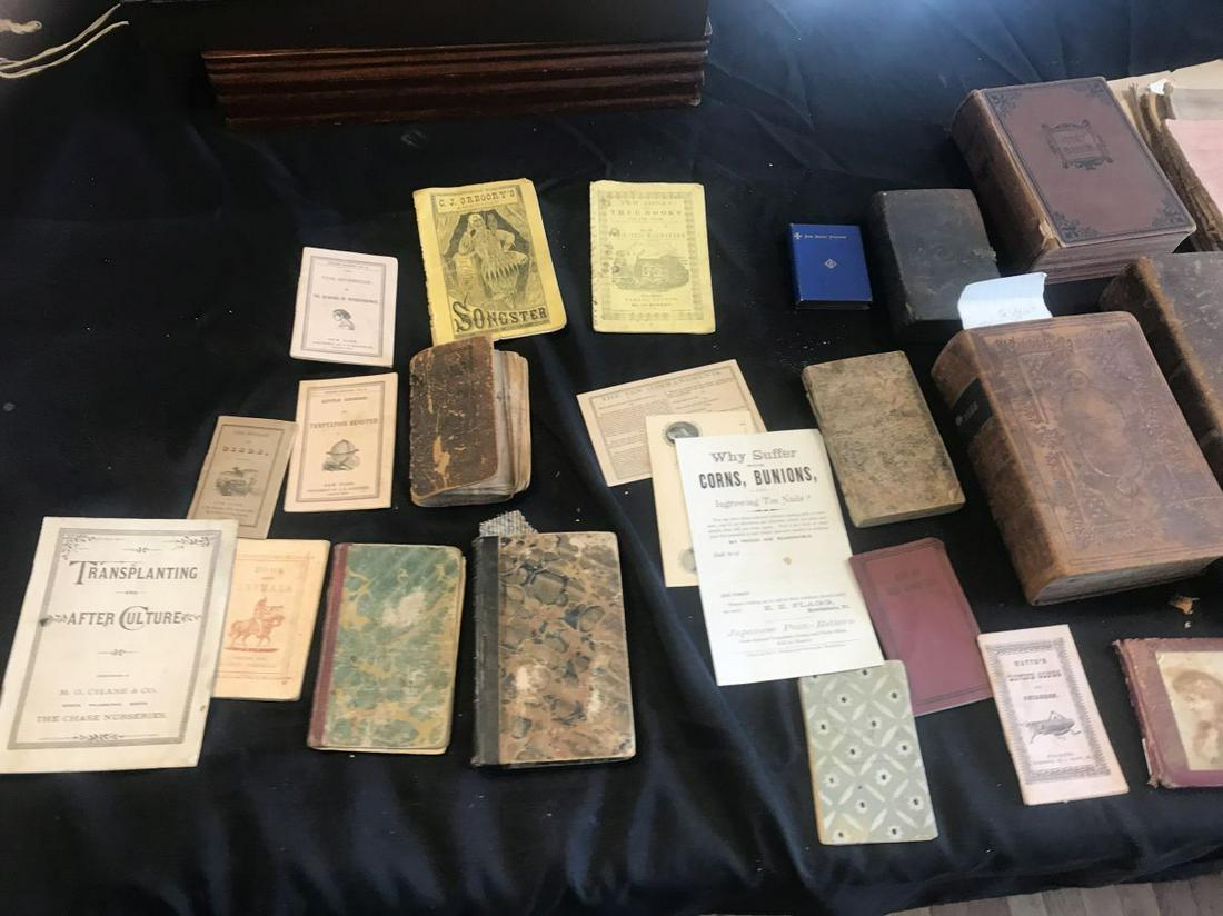 LARGE LOT OF 18TH AND 19TH CENTURY BOOKS, PAMPHLETS AND: LARGE LOT OF 18TH AND 19TH CENTURY BOOKS, PAMPHLETS AND EPHEMERA. PROPERTY FROM A HUNTINGTON ,MASS ESTATE