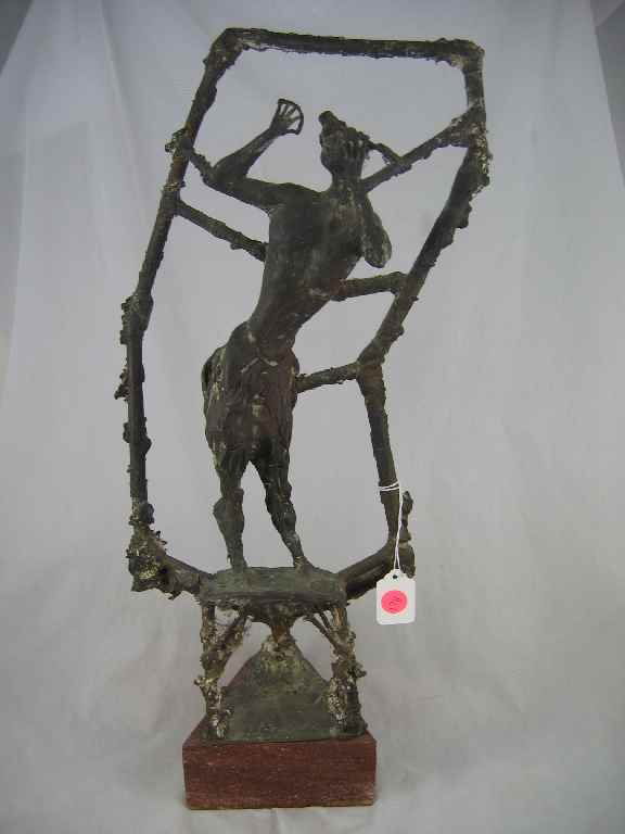 BRONZE SCULPTURE FUTURIST FRANCO GARELLI: BRONZE SCULPTURE BY ITALIAN FUTURIST FRANCO GARELLI "FAUNETTO"