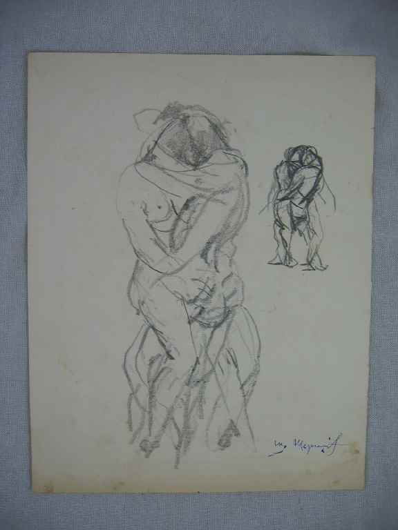 "LOVERS" PENCIL DRAWING BY WILLIAM MEYEROWITZ 8: "LOVERS" PENCIL DRAWING BY WILLIAM MEYEROWITZ 8.5" X 11"