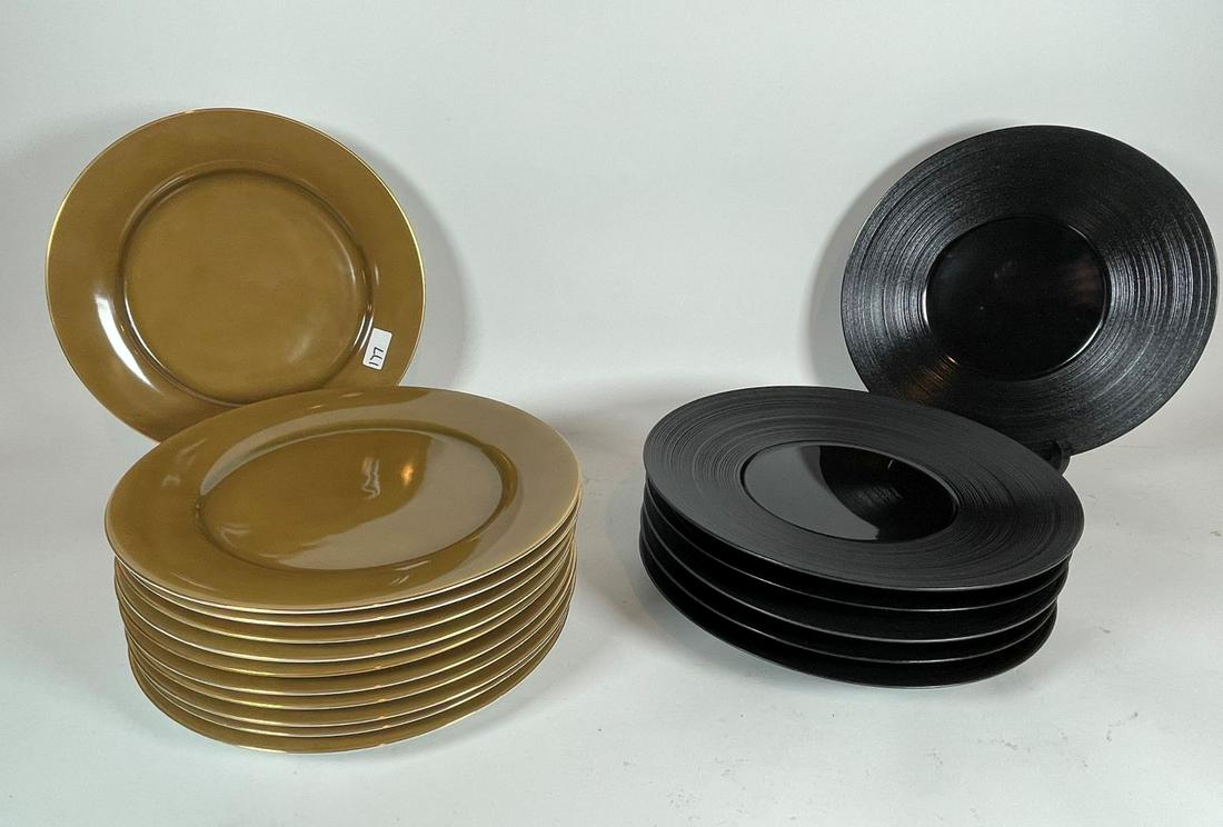 LOT OF PORCELAIN PLATES INCLUDES ELEVEN NORITAKE DINNER: LOT OF PORCELAIN PLATES INCLUDES ELEVEN NORITAKE DINNER PLATES 10.5" D AND SIX J. L. COQUET HEMISPHERE VINYL DINNER PLATES 10.5" D. WEIGHS 18 LBS TOTAL