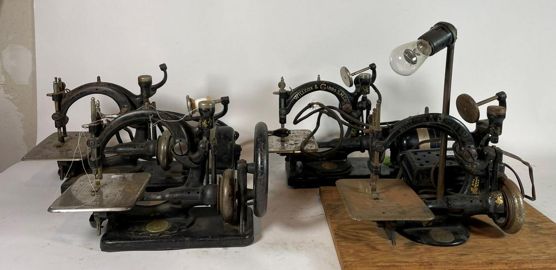 THREE WILCOX AND GIBBS SEWING MACHINES: THREE WILCOX AND GIBBS SEWING MACHINES