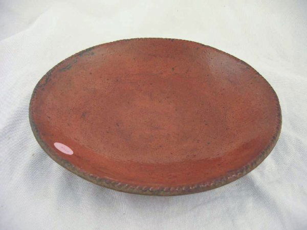 19TH CENTURY REDWARE DISH. 10".: 19TH CENTURY REDWARE DISH. 10".