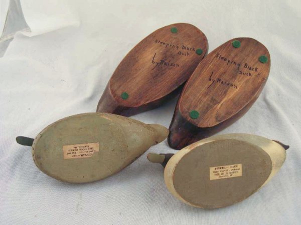 4 DUCK DECOYS: 2 HAND PAINTED "PIN TAIL- DRAKE - 2