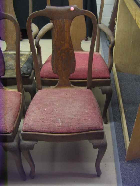 SET OF 6 ANTIQUE OAK QUEEN ANNE CHAIRS - 2