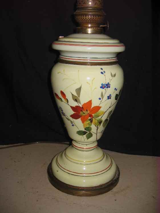 19TH C. BRISTOL OIL LAMP CONVERTED TO ELECTRIC