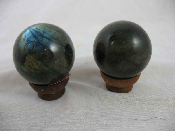 2 STONE MARBLES LABRADORITE: 2 STONE MARBLES LABRADORITE