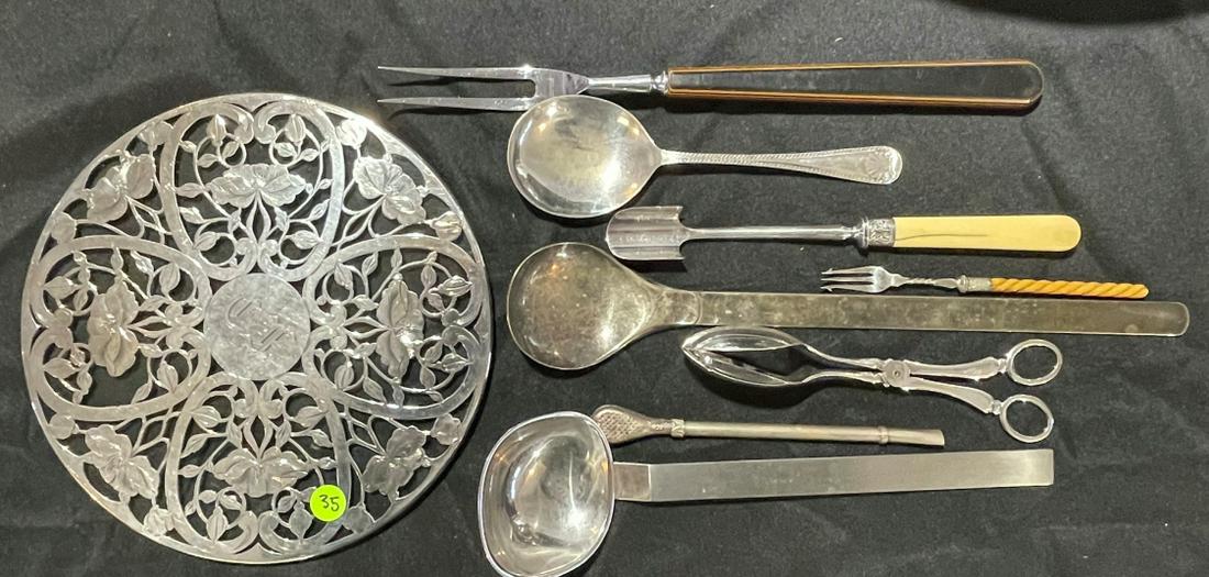 A STERLING SILVER OVER CRYSTAL TRIVET 10" IN DIAMETER (1 of 4)