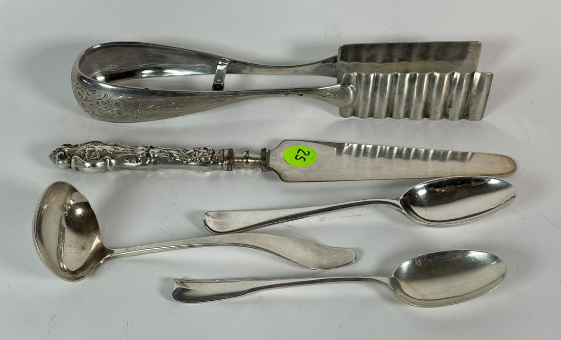 FIVE PIECES STERLING SILVER, INCLUDES EARLY CHASED AND (1 of 8)