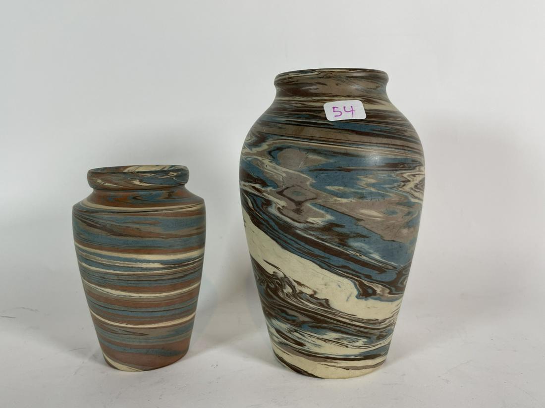 2 PIECES  NILOAK MISSION ART POTTERY  6.5", 4.5" VERY (1 of 4)
