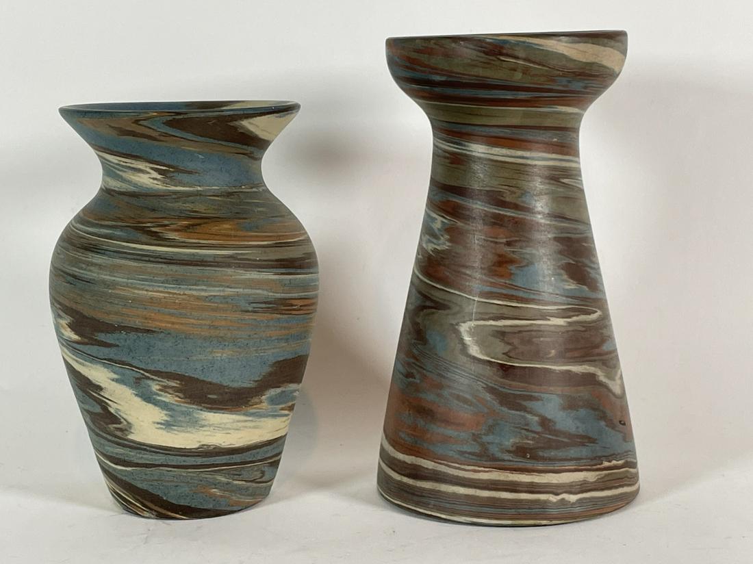 2 PIECES NILOAK MISSION ART POTTERY 6", 4" VERY CLEAN: 2 PIECES NILOAK MISSION ART POTTERY 6", 4" VERY CLEAN