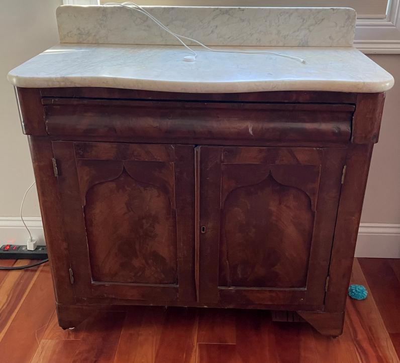 AN OAK 1880 MARBLE TOP WASH STAND (1 of 1)