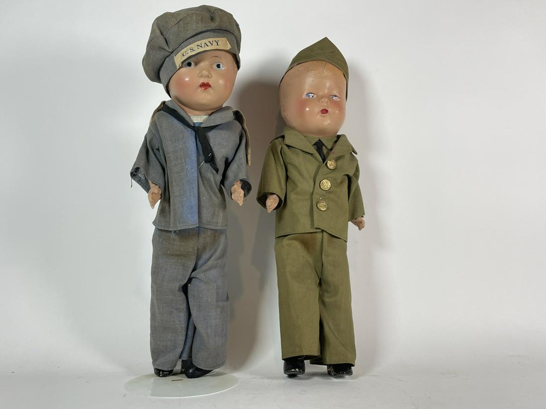2 EFFANBEE COMPOSITION DOLLS. ONE ARMY AND OTHER NAVY: 2 EFFANBEE COMPOSITION DOLLS. ONE ARMY AND OTHER NAVY 15" TALL EACH