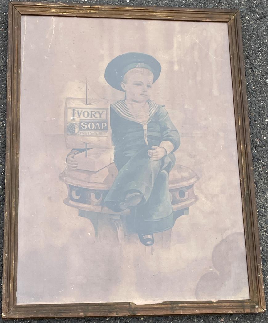 A 19TH CENTURY IVORY SOAP CARDBOARD ADVERTISMENT WITH (1 of 4)