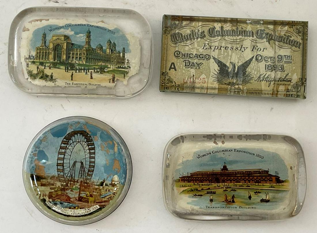 FOUR 1893 COLUMBIAN EXPOSITION GLASS PAPERWEIGHTS (1 of 5)