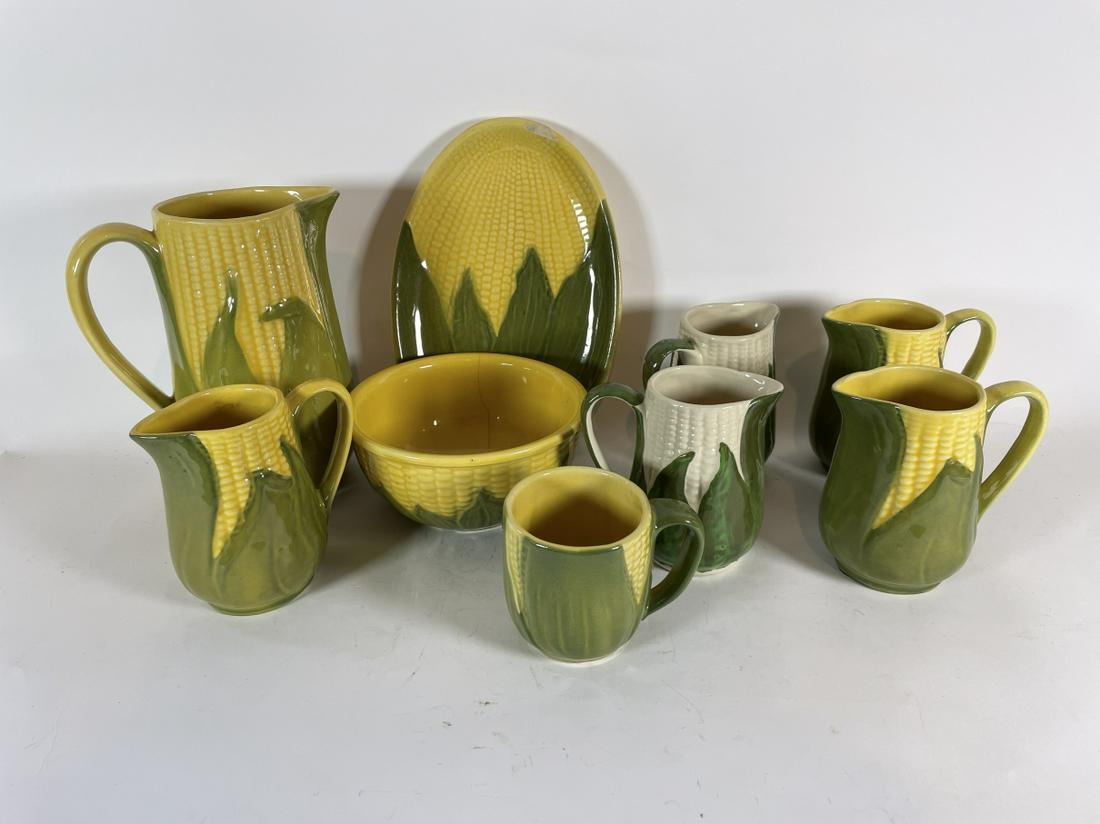 NINE PIECES OF EARLY 20TH CENTURY CORN THEMED MAJOLICA, (1 of 4)