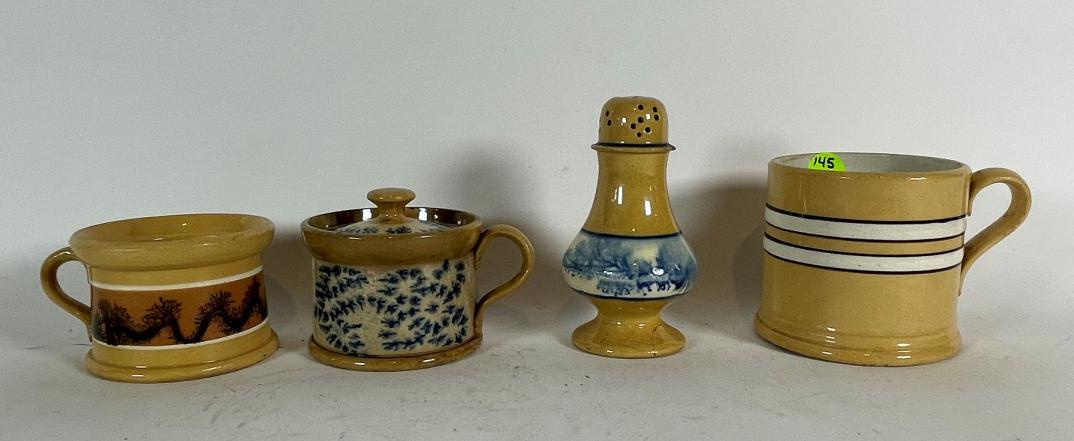 THREE MOCHAWARE MUGS AND ONE PEPPER POT 4.5" AND (1 of 5)