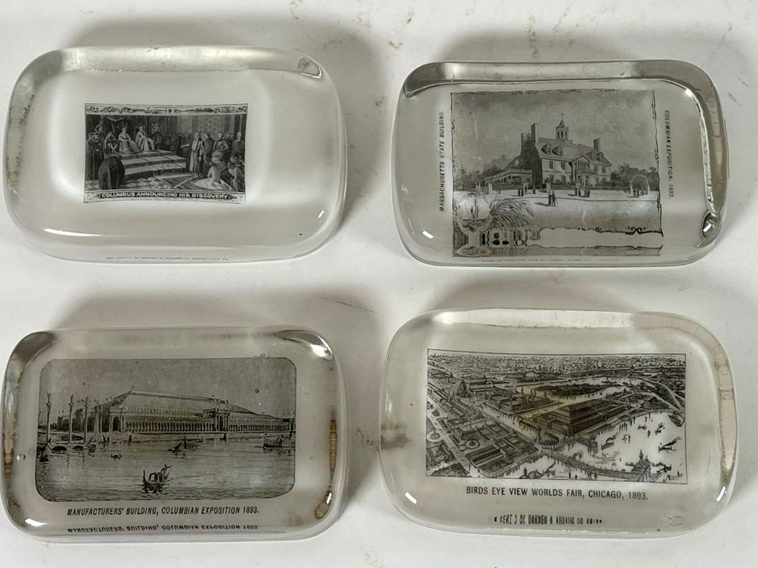FOUR 1893 COLUMBIAN EXPOSITION GLASS PAPERWEIGHTS (1 of 6)