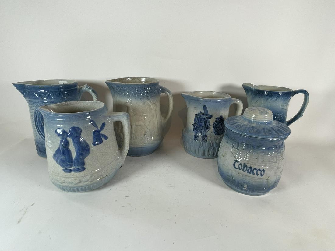 6 PIECES OF SALT GLAZED STONEWARE 9" AND SMALLER (1 of 7)