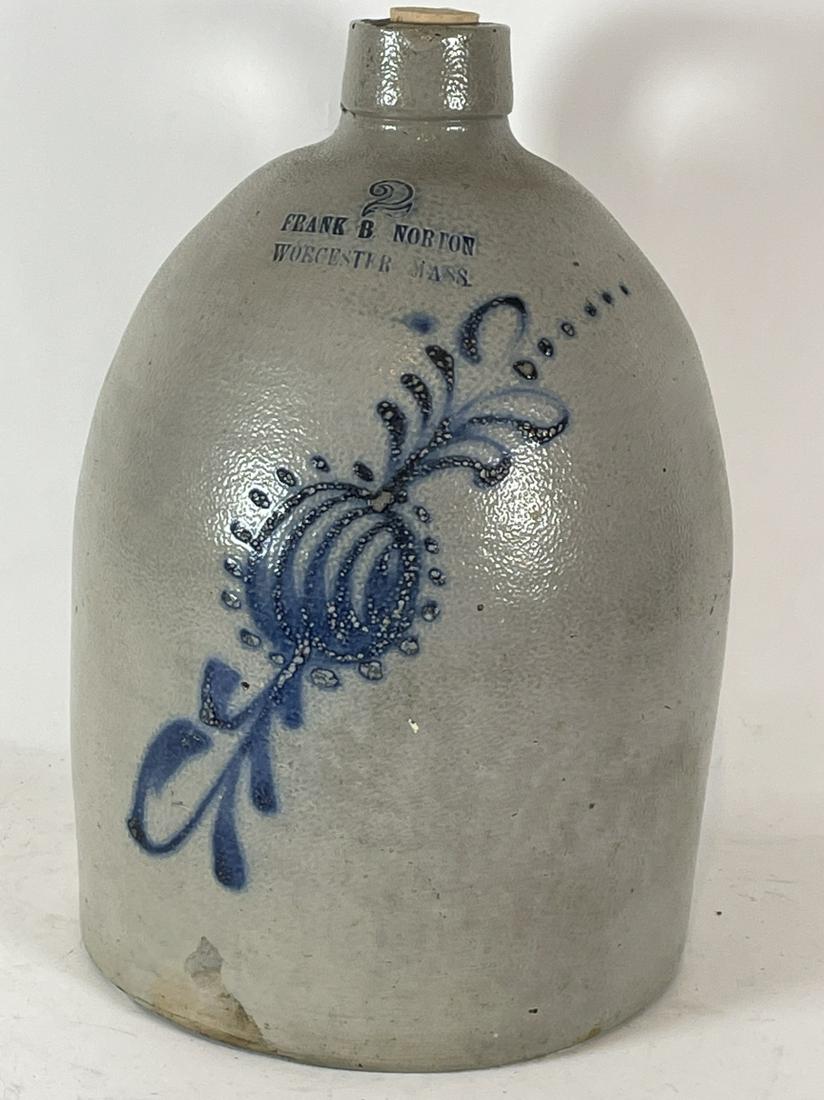 A FRANK  B NORTON 2 GALLON STONEWARE JUG 13" X 9". (1 of 4)