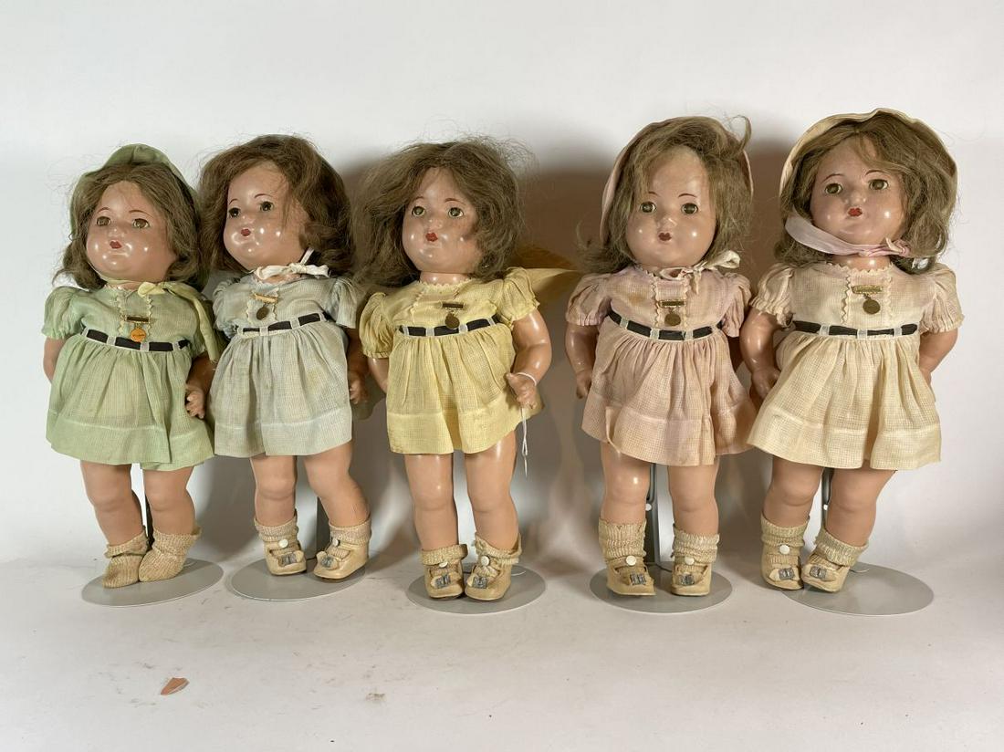 FIVE MADAM ALEXANDER DIONNE QUINTUPLETS 14" COMPOSITION (1 of 7)