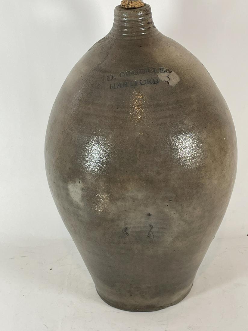 AN 1824 DANIEL GOODALE HARTFORD STONEWARE JUG 17" X: AN 1824 DANIEL GOODALE HARTFORD STONEWARE JUG 17" X 9.5" IN DIAMETER