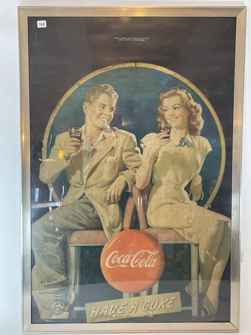 1947 COCA COLA CARDBOARD AVERTISEMENT.31" X 24" (1 of 6)