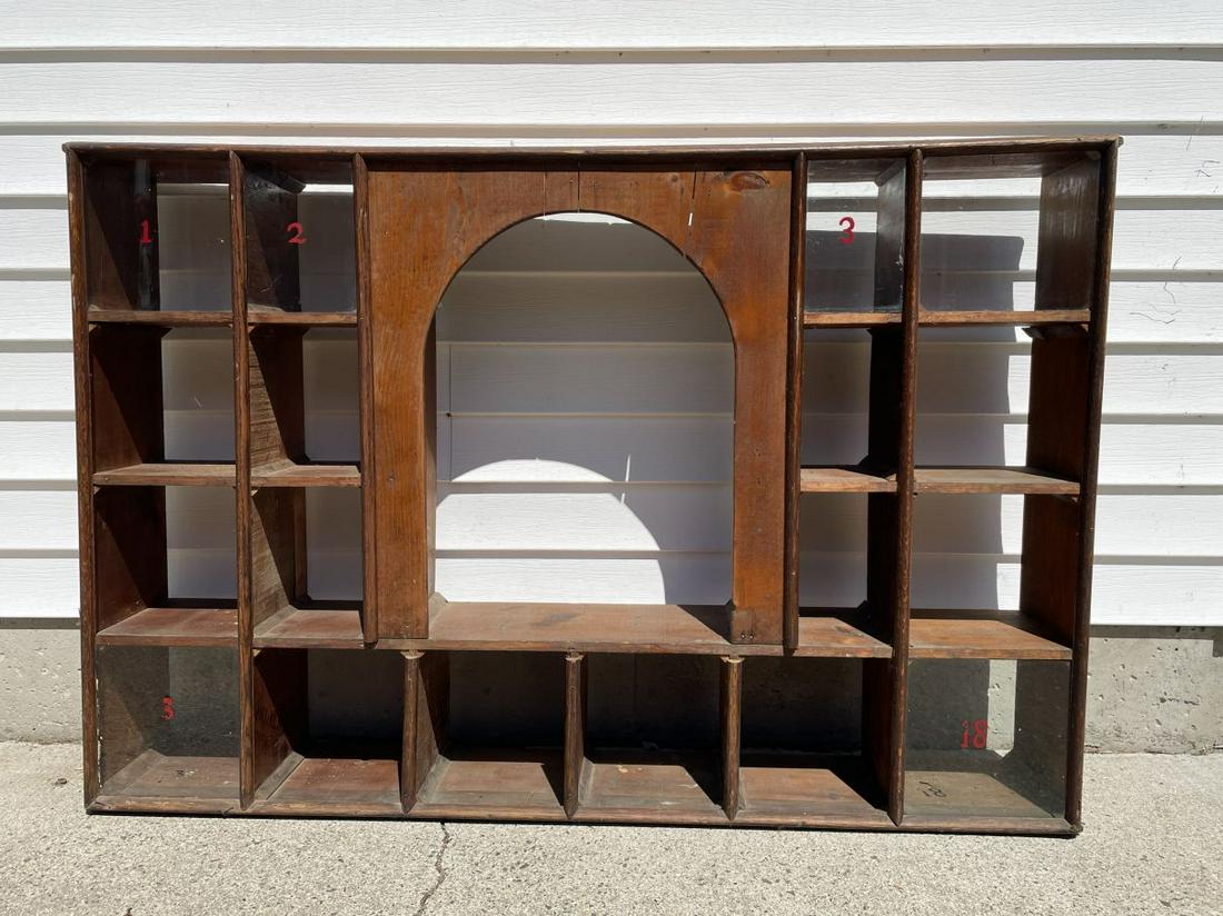 19TH CENTURY POST OFFICE WINDOW WITH CUBBIES 15" X 8.5" (1 of 5)