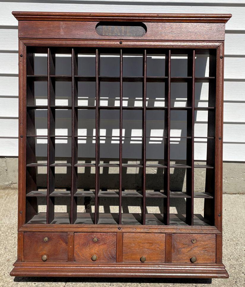 19TH CENTURY POST OFFICE BOX CUPBOARD 29.5" X 8" X 36" (1 of 6)