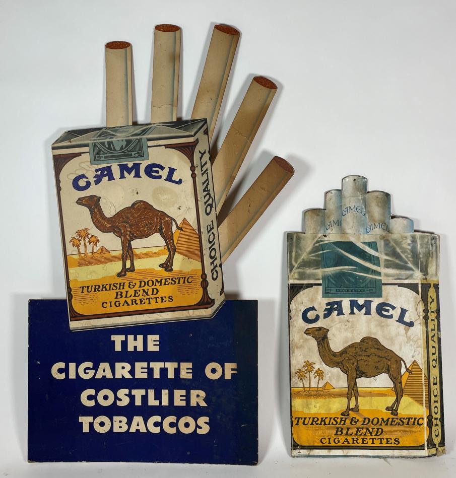 2 CAMEL CIGARRETES CARDBOARD SIGNS ONE IS 27" X 15" AND (1 of 8)