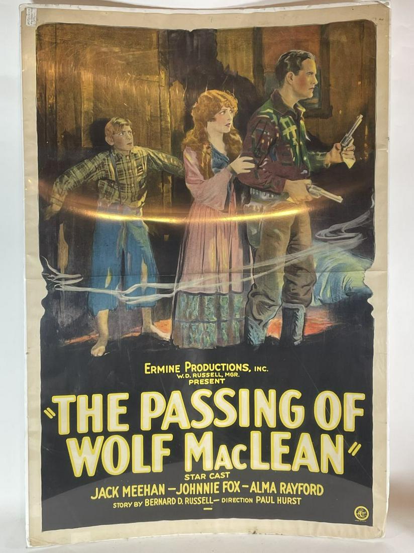 VINTAGE MOVIE POSTER "THE PASSING OF WOLF MCLAIN" 28" X: VINTAGE MOVIE POSTER "THE PASSING OF WOLF MCLAIN" 28" X 42"