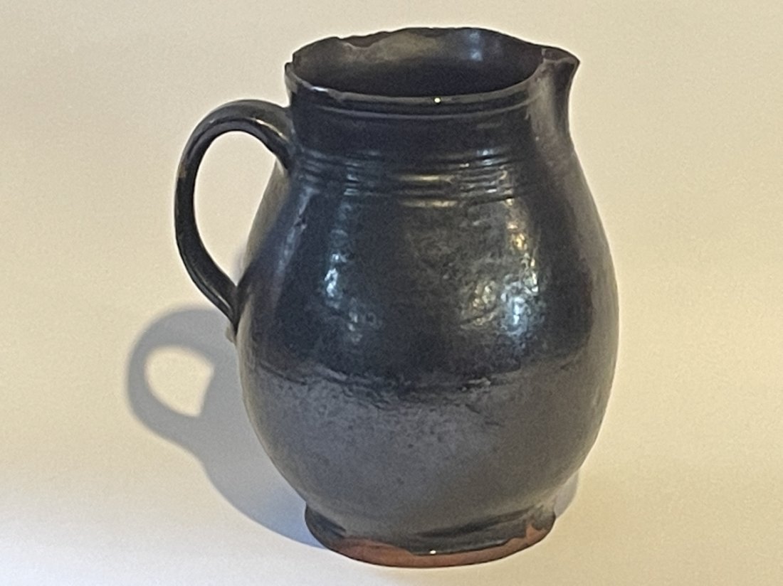 VERY EARLY REDWARE PITCHER, POSSIBLY 18TH CENTURY, (1 of 4)