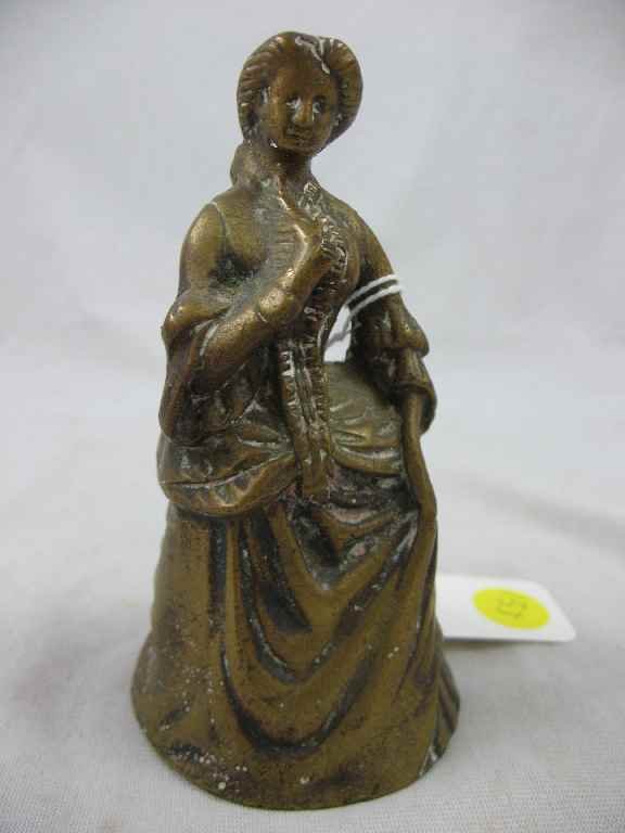 5" 19TH CENTURY BRONZE FIGURAL BELL IN THE FOR
