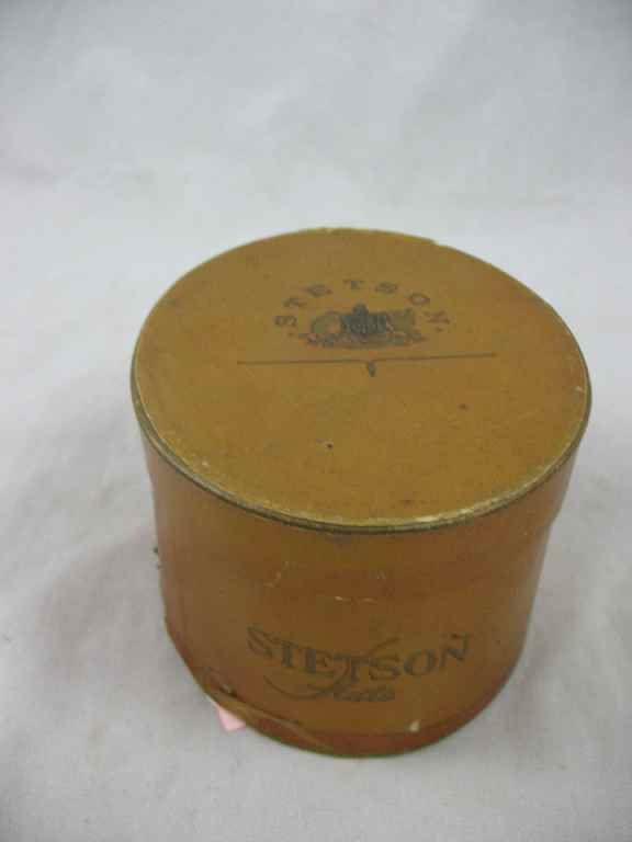 STETSON SALESMAN SAMPLE HAT WITH BOX- BOX AS I: STETSON SALESMAN SAMPLE HAT WITH BOX- BOX AS IS, HAT IS FADED