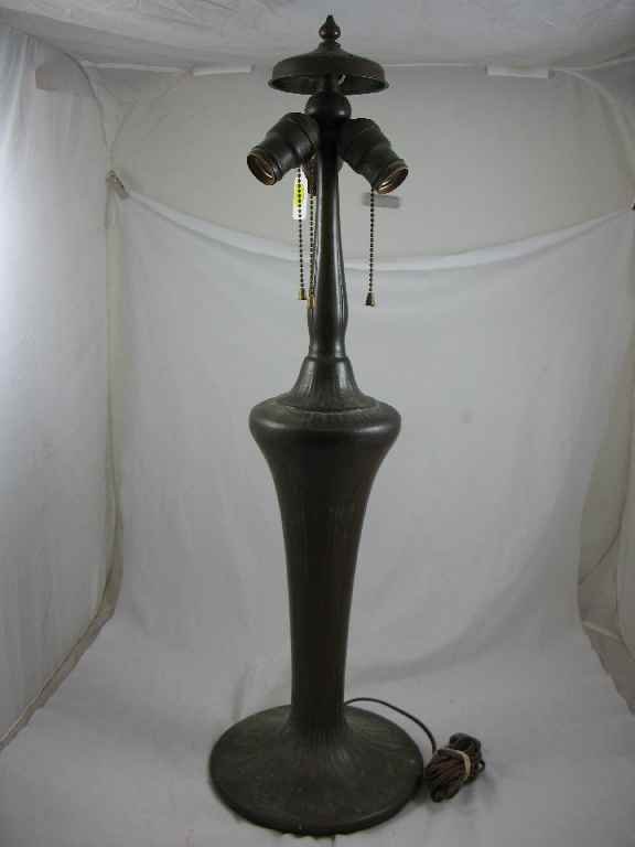 27" VINTAGE BRONZE PATINATED LAMP BASE. POSSIB: 27" VINTAGE BRONZE PATINATED LAMP BASE. POSSIBLY HANDEL OR DUNCAN MILLER