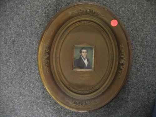PORTRAIT OF THEODORE ANSON DWIGHT 1808-1847 SO: PORTRAIT OF THEODORE ANSON DWIGHT 1808-1847 SON OF HENRY EDWIN AND ELECTA DWIGHT 2.5" X 3" SIGHT, 11" X 13" FRAMED