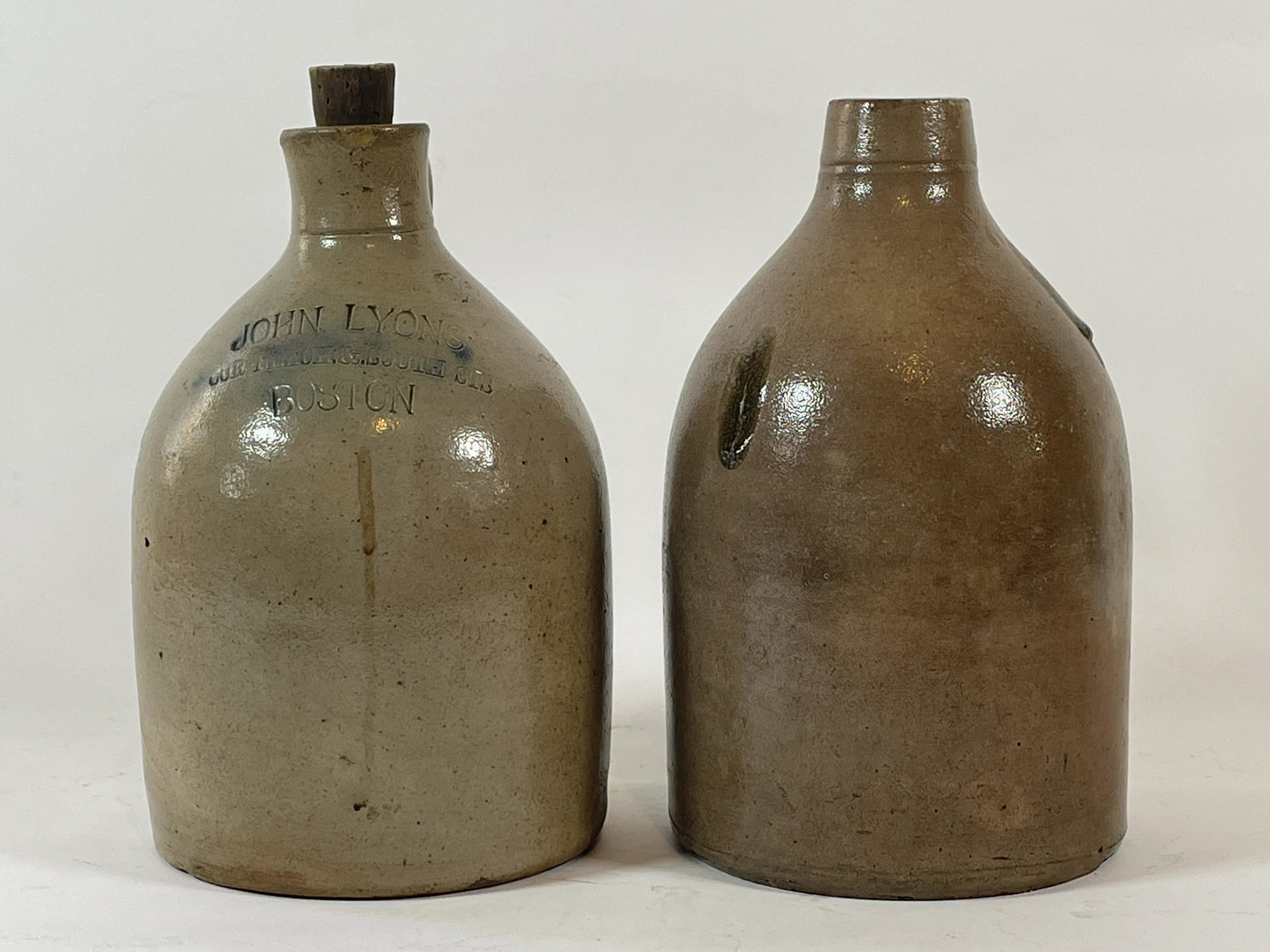 2.5 GALLON STONEWARE JUGS ONE MARKED JOHN LYON BOSTON, (1 of 10)