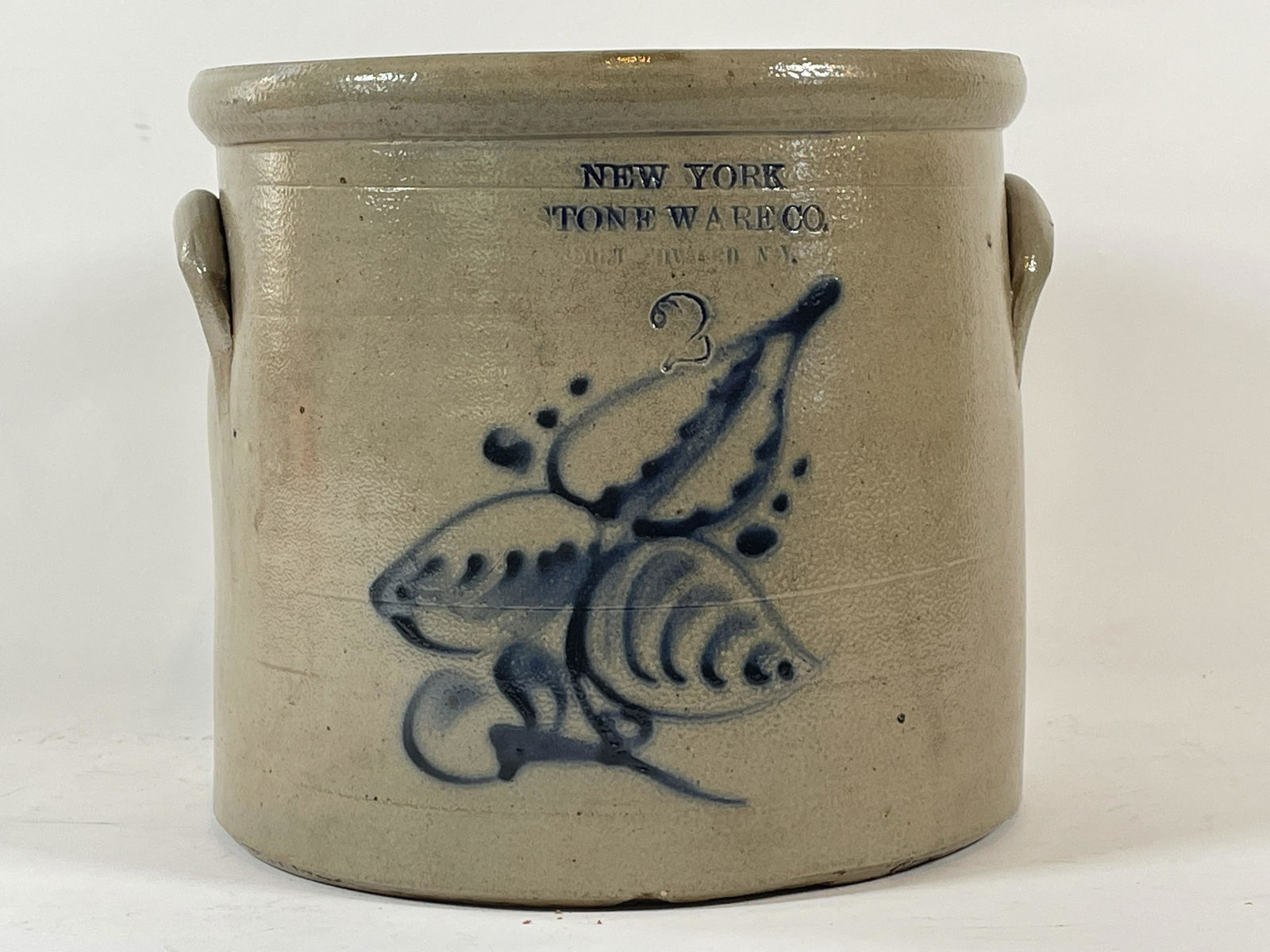 NEW YORK STONEWARE CO TWO GALLON BLUE DECORATED CROCK, (1 of 11)