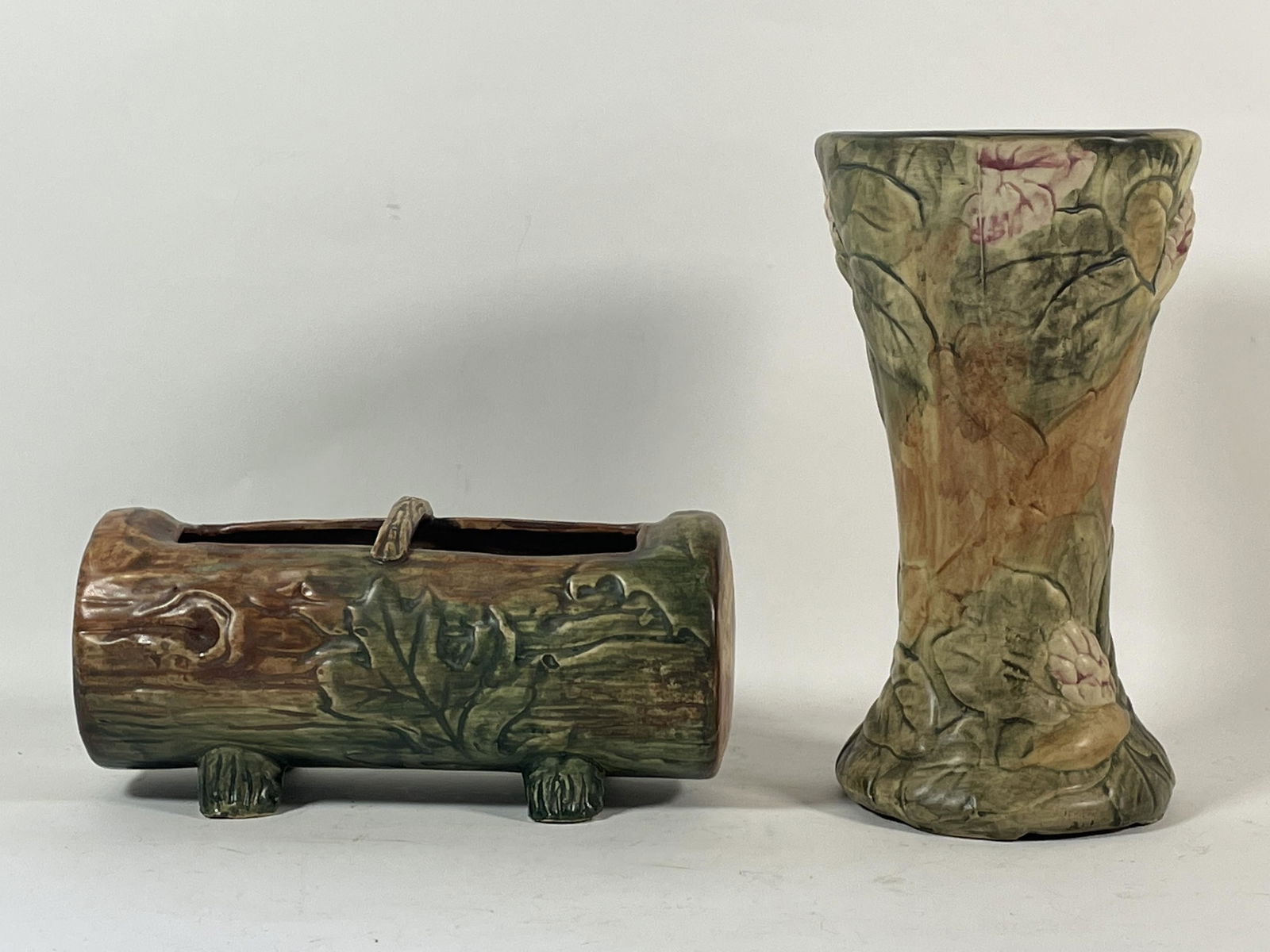 TWO PIECES WELLER WOODLAND POTTERY, 10" X 5.5" AND 5" X (1 of 7)