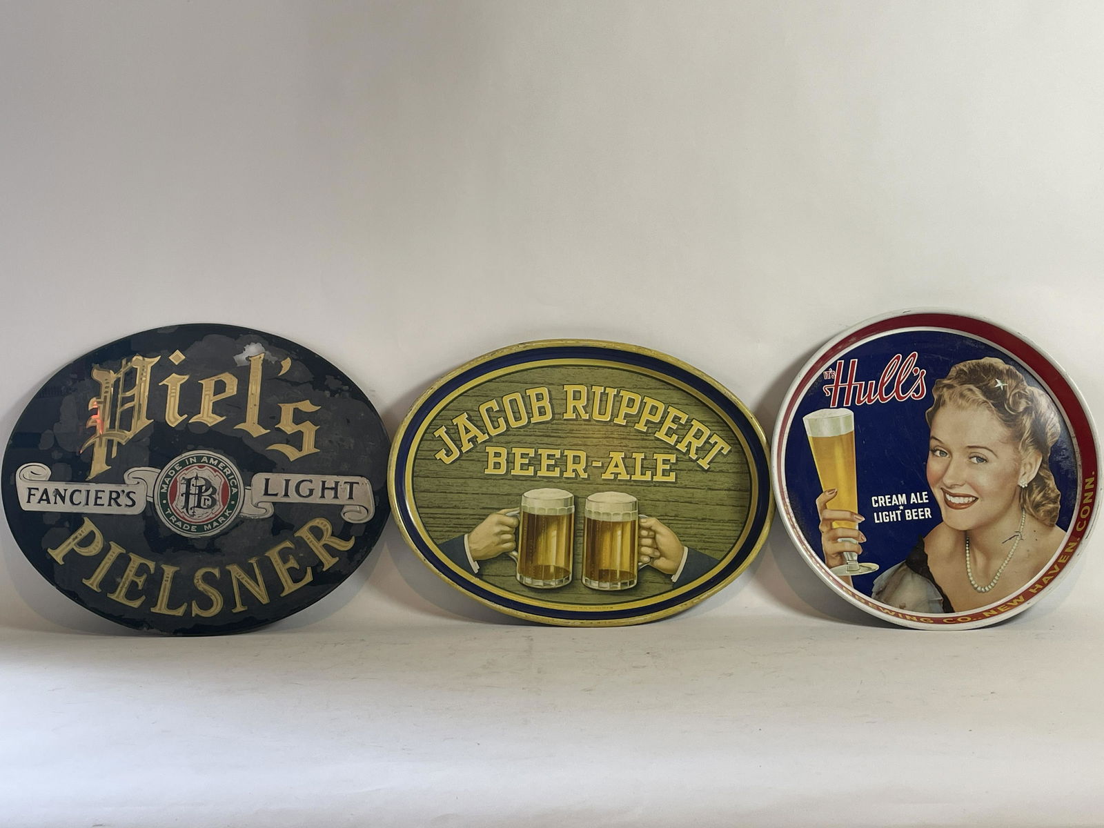 TWO VINTAGE BEER TIP TRAYS AND ONE PIELS VINTAGE (1 of 7)