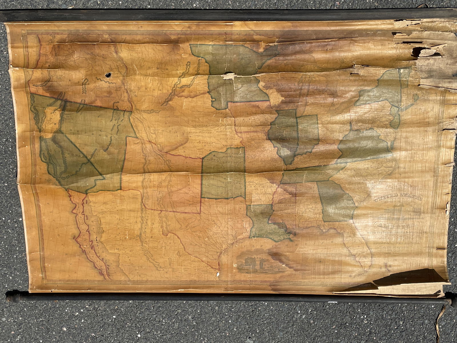 ANTIQUE WALL MAP OF THE US, 31" X 46" (1 of 7)