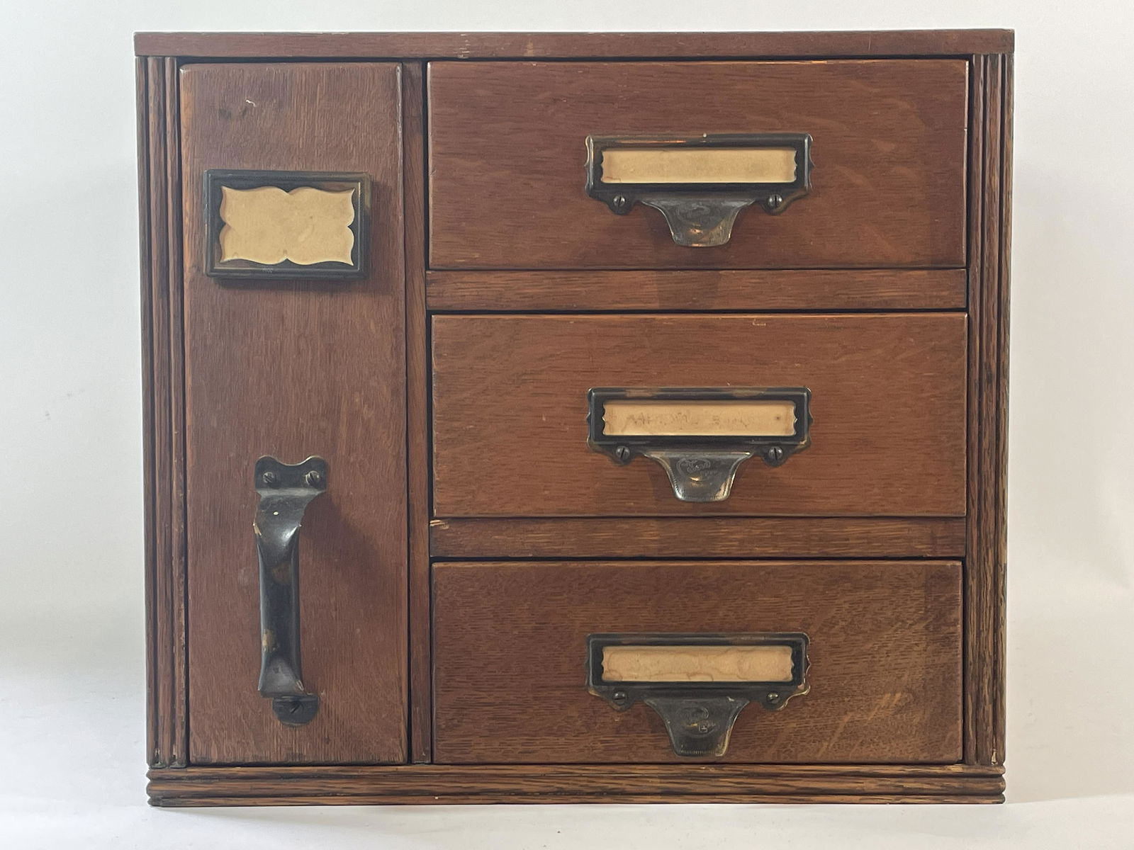 ANTIQUE OAK COUNTER TOP FILE CABINET, 16" X 15" X 17" (1 of 10)