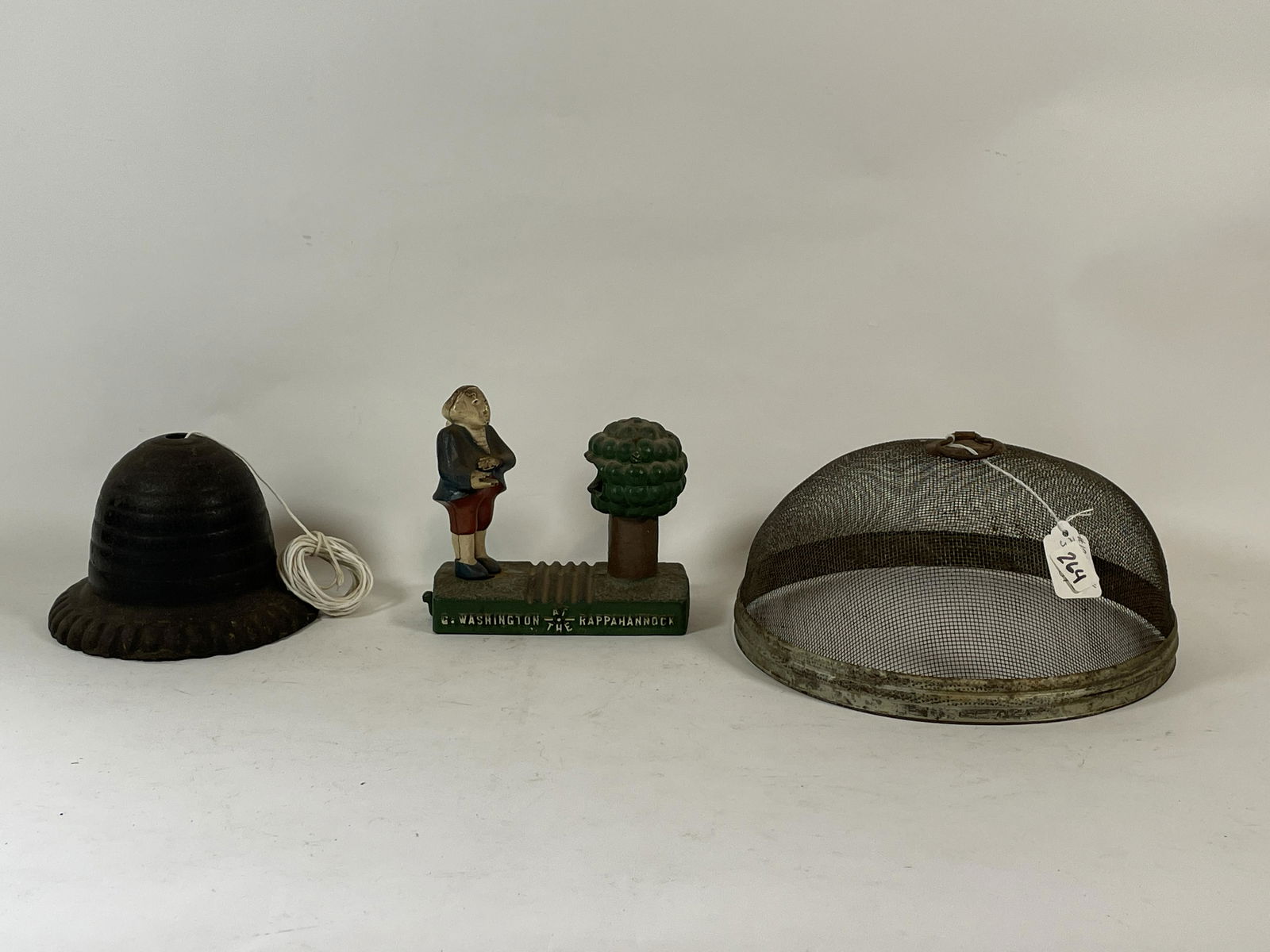 CAST IRON BEEHIVE STRING HOLDER, ANTIQUE PIE SCREEN, (1 of 8)