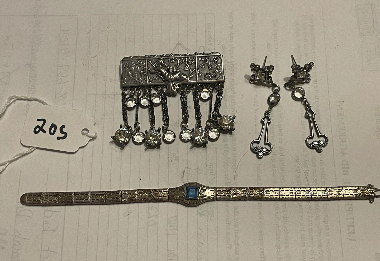 A STERLING SILVER DECO BRACELET AND A SILVEROID (1 of 7)