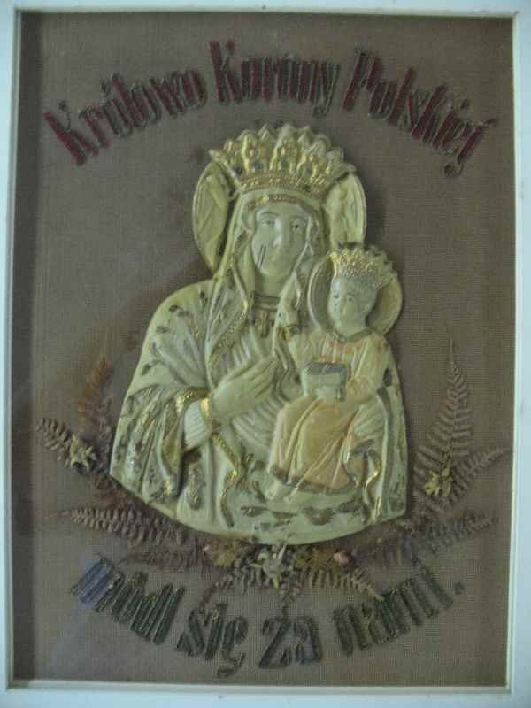 POLISH RELIGIOUS ICON, NEEDLEPOINT AND CELLULOI: POLISH RELIGIOUS ICON, NEEDLEPOINT AND CELLULOID, LATE 19TH CENT.