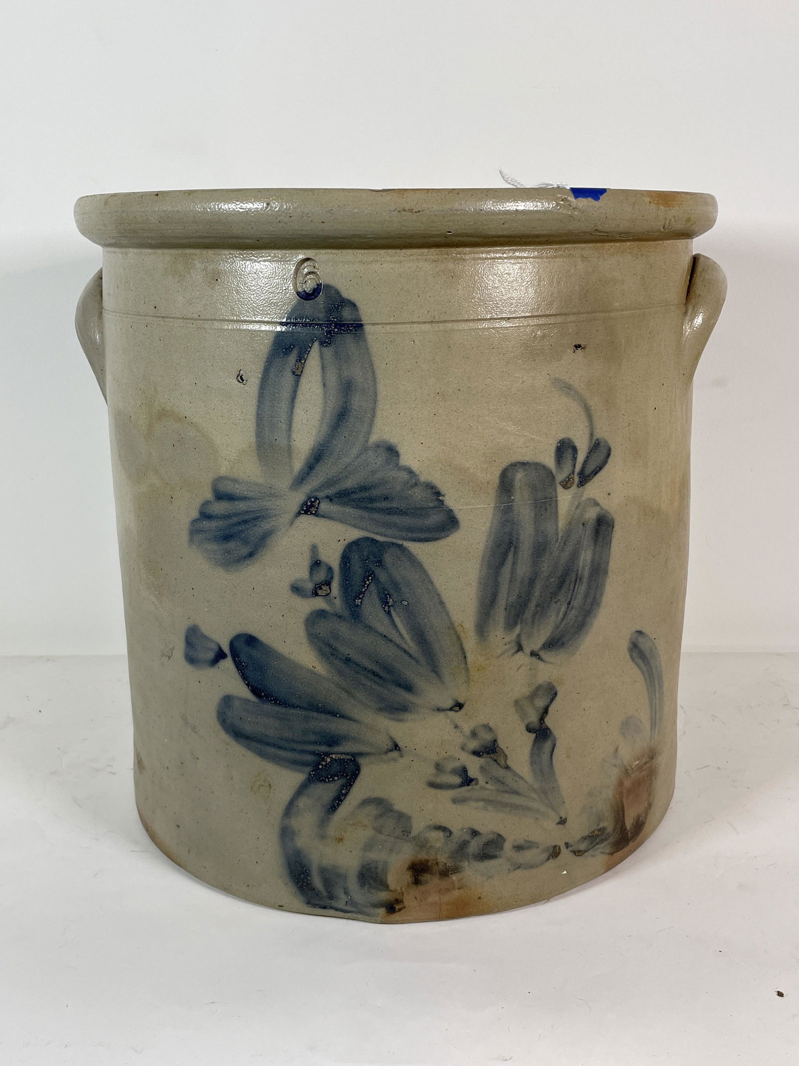 STONEWARE FIVE GALLON CROCK. 13.5" TALL X 14" DIAMETER (1 of 4)